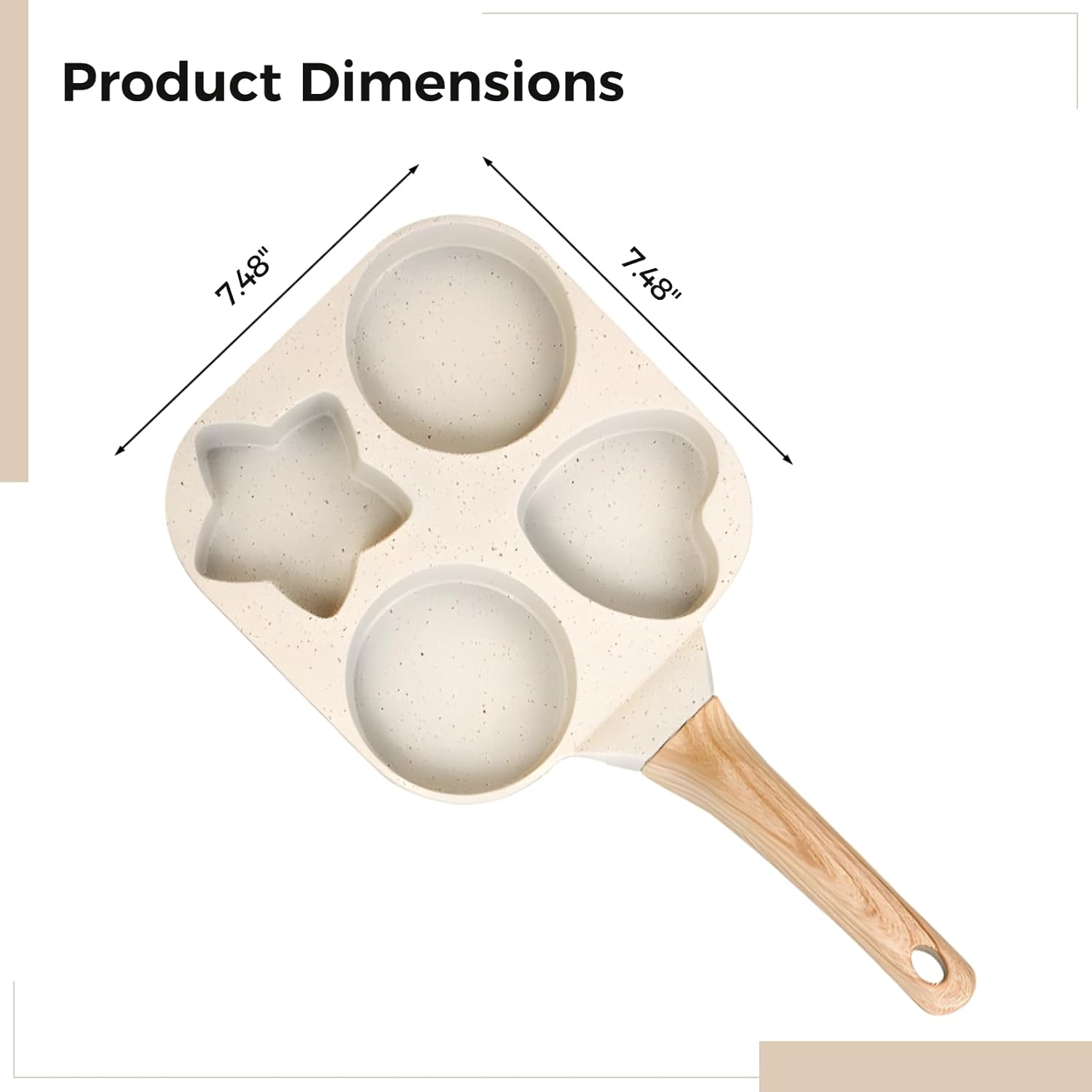 Non Stick Egg Frying Pans 4 holes Shapes, Egg Frying Pan Nonstick, Heart Star Shaped Breakfast Skillet, Quick Heating, Easy to Clean, Ideal Use for Breakfast