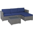 thumbnail image 5 of Modern Outdoor Patio Furniture Set，5-Piece Gray Wicker Sectional Sofa, with Navy Blue Cushions and Coffee Table, Perfect for Gardens, Patios, and Backyards, 5 of 7