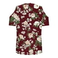 thumbnail image 5 of Rvkxad Summer Tops for Women 2025 Trendy Short Sleeve Tops Cold Shoulder Trendy V Neck Tunic Floral Print Fashion Blouses T-shirt Gifts for Her Red XL, 5 of 5