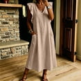 thumbnail image 5 of Lmueinov 2026 Women's V Neck Ruffle Cap Sleeve Cotton Maxi Dress, 100% Pure Cotton Loose Fit Side Pockets Casual Vacation Flowy Long Dress S-2XL, 5 of 5