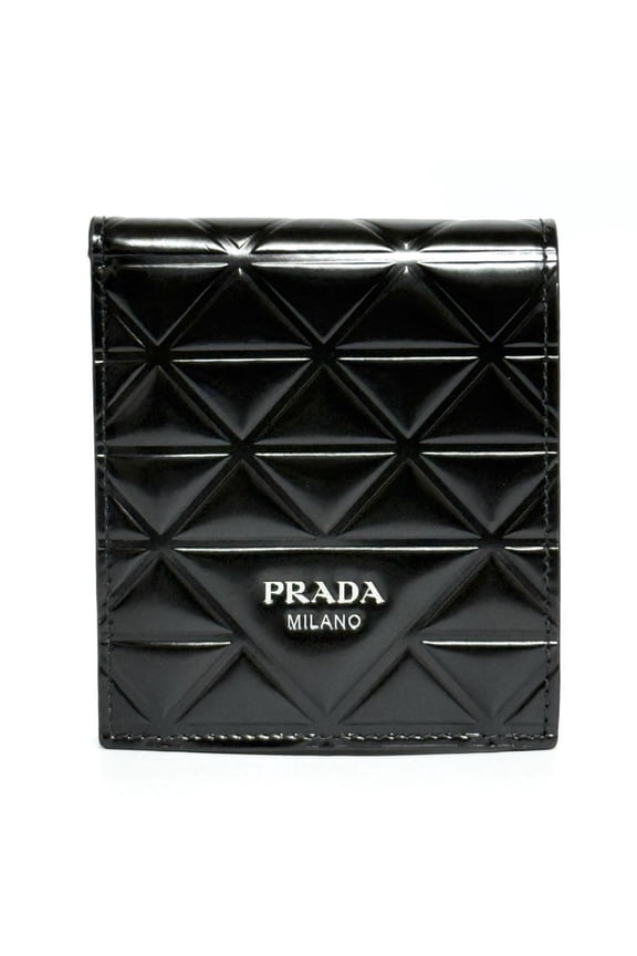 Pre-Owned Prada Men's Bi-fold Wallet Brushed Leather Black (Good)