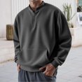 thumbnail image 3 of Men's Half Zip Pullover Hoodie, Casual Sports Sweatshirt, Loose Fit Unisex Fleece Top for Streetwear, Christmas, Fall Winter, Gym and Weekend Comfort Wear,Dark Gray,3XL, 3 of 5
