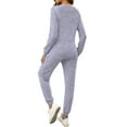 thumbnail image 5 of MOSHU Two Piece Womens Pajama Sets Button Down Shirts and Drawstring Pants with Pockets Solid Lounge Sets for Women, 5 of 10
