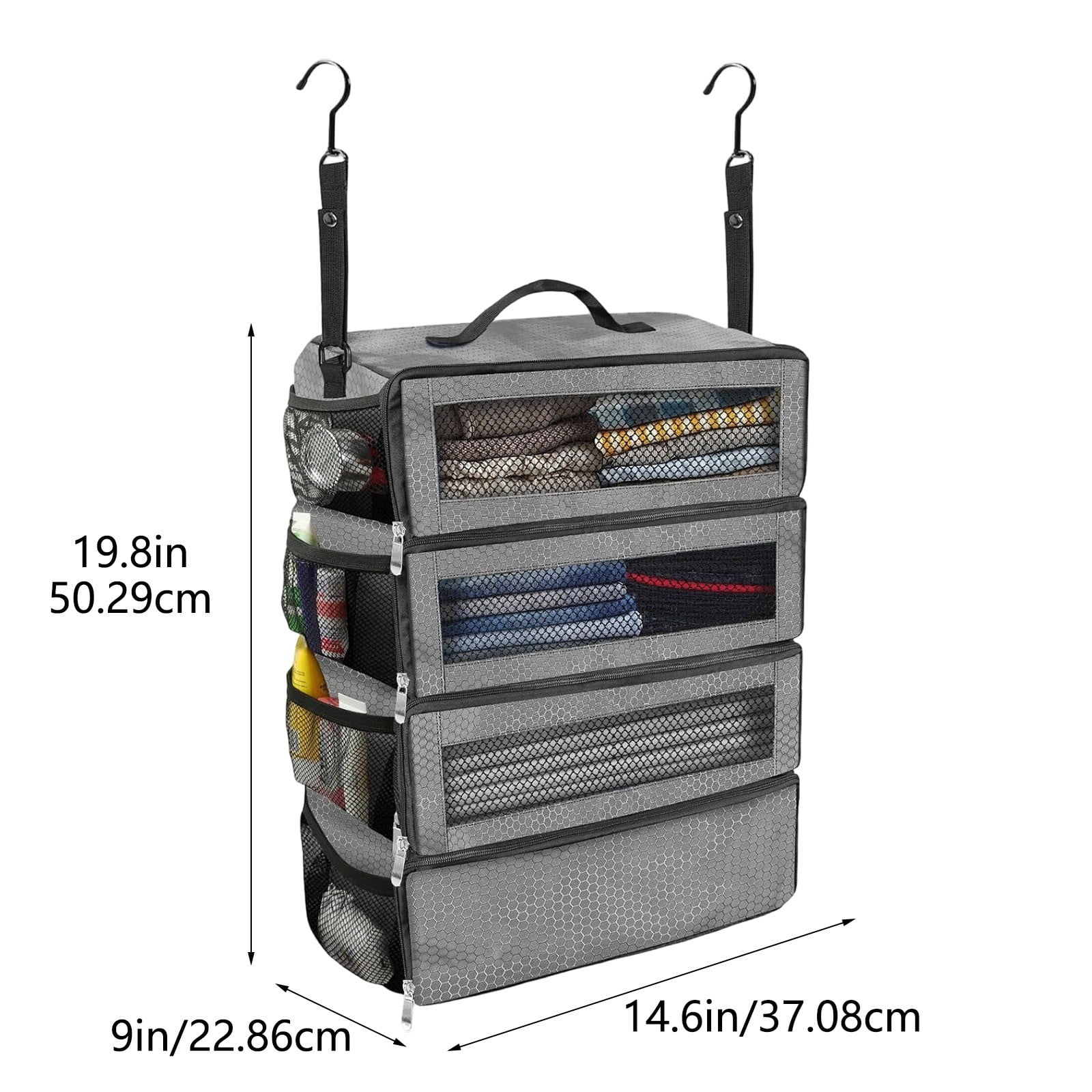 Suitcase Organizer Travel Luggage Organizer Hanging Shelves, Collapsible Portable Packing Cubes for Carry-on Suitcase, Closet Storage for Travel Bags Accessories - Hotel and Cruise Use