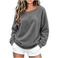 thumbnail image 3 of Tqcoqu Off the Shoulder Fuzzy Fleece Pullover Tops for Women, Long Sleeve Solid Color Loose Casual Warm Top, 2026 Fall Winter Fashion Clothes, 3 of 9