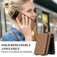 thumbnail image 4 of Allytechgroup Stylish Wallet Phone Case for Samsung Galaxy Z Flip 3 5G, Crossbody Shoulder Strap Make-up Mirror Ring Holder Stand Card Holders Shockproof Case for Girls Women, Brown, 4 of 8