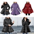 thumbnail image 2 of Women's Winter Coats Casual Loose Puffer Jackets Long Sleeve Zip Stand Collar Baggy Long Warm Down Jackets Outerwear Purple XXL, 2 of 5