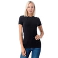 thumbnail image 3 of Simply Fashion Basic Crewneck Short Sleeve T-Shirts - Stretch Cotton Spandex,Black,Medium, 3 of 5