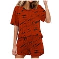 thumbnail image 1 of Conjunto de Pijama de las Mujeres de Moda Casual Color Sólido Manga Corta Cuello Redondo Top Y Pantalones, 1 of 6