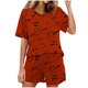thumbnail image 1 of Conjunto de Pijama de las Mujeres de Moda Casual Color Sólido Manga Corta Cuello Redondo Top Y Pantalones, 1 of 6
