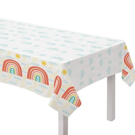 Amscan 570766 Retro Rainbow Plastic Table Cover