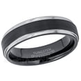 thumbnail image 2 of 2-Tone Tungsten Wedding Ring - Band for Mens & Womens- 6mm Stepped Edge Tungsten Ring - Black IP Tungsten Band, 2 of 3