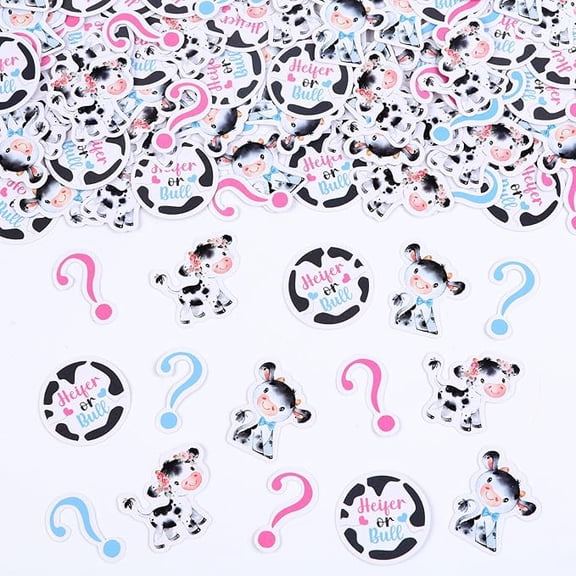 Cow Gender Reveal Decorations Confetti, 200Pcs Heifer Or Bull Gender Reveal Decorations Confetti Cow Print for Western Cowgirl Cowboy Gender Reveal Baby Shower Party