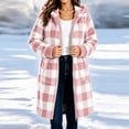 thumbnail image 6 of QSAWXQZ Women's Plaid Hooded Fleece Coat Long Sleeve Full Zip Pockets Casual Knee Length Outerwear S, 6 of 7