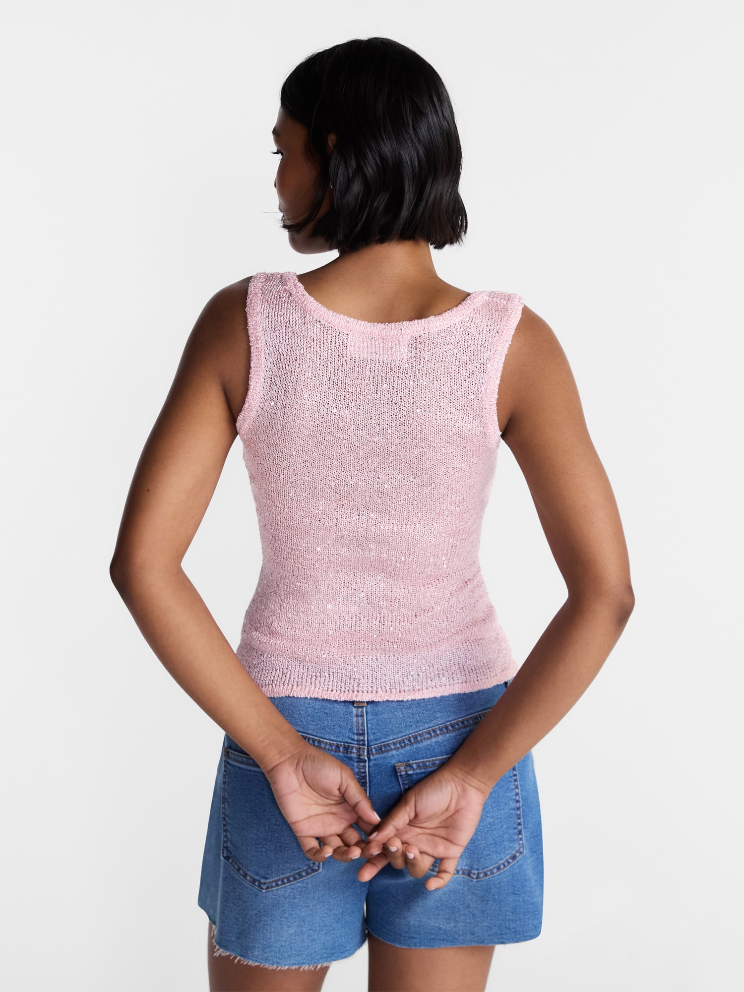 No Boundaries Sequin Sweater Tank Top, Women's and Women's Plus XXS-4X