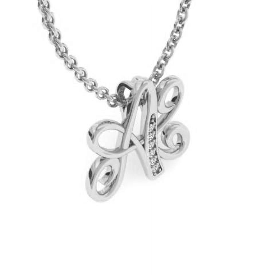 SuperJeweler A Initial Necklace in White Gold With 6 Diamonds, Serif Style, With Free 18 inch Cable Chain, for Women