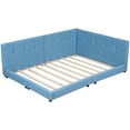 thumbnail image 5 of MODERNLUXE Upholstered Queen Size Daybed, Floor Sofa Bed with USB Ports, Blue, 5 of 8