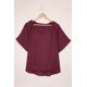 thumbnail image 3 of ABPHQTO Top suelto plisado con cuello dividido rojo para mujer, 3 of 5
