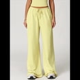thumbnail image 4 of Pantalones Deportivos Casuales Holgados de Pierna para Mujer, Rectos, de Tiro Bajo, con Bolsillos con Cordón Elástico Amarillo XL, 4 of 8