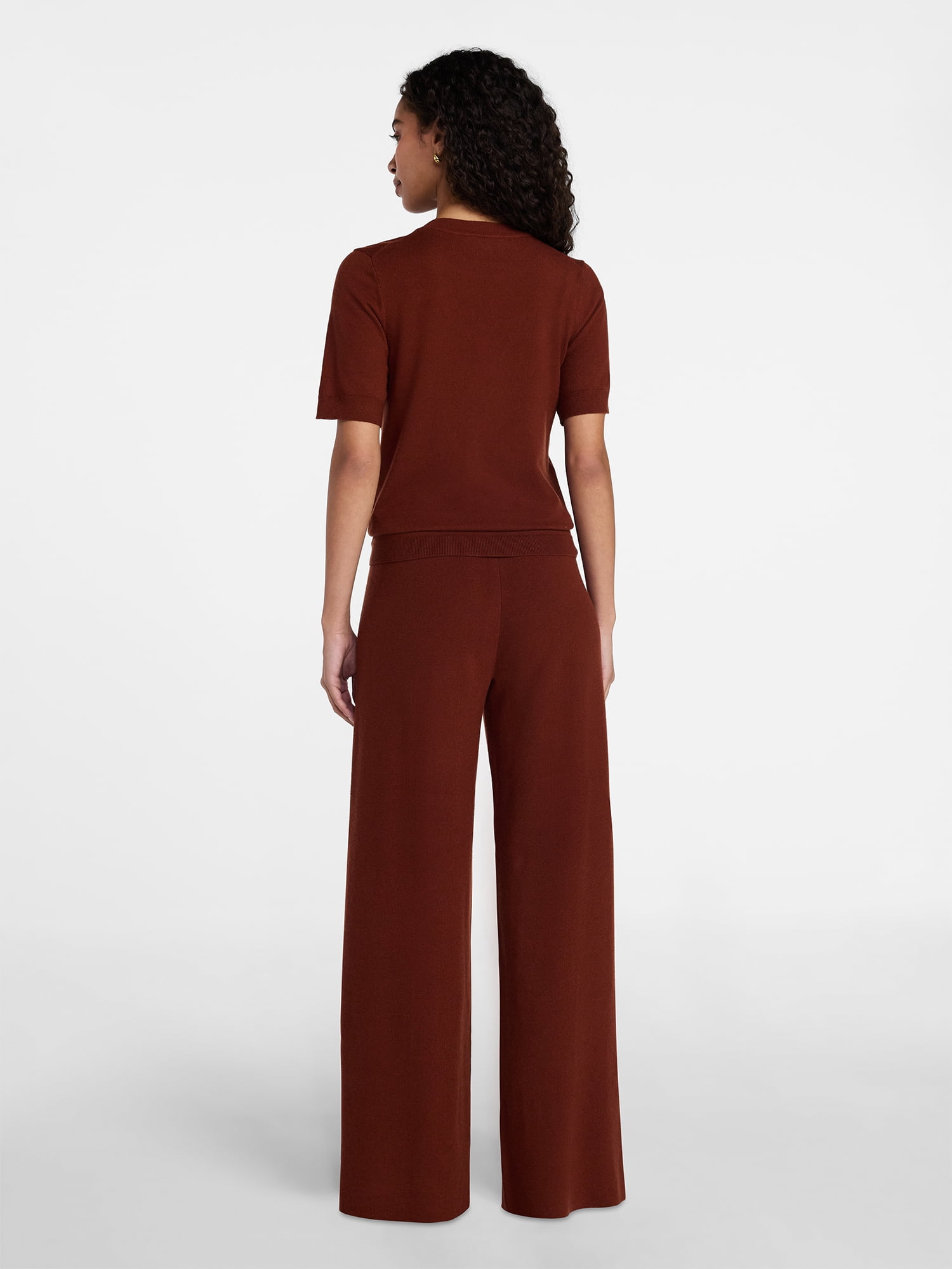 Time and Tru Women's and Women’s Plus Short Sleeve Sweater and Pants Set, 2-Piece, Sizes XS-4X