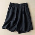 thumbnail image 4 of pstuiky Summer Dresses , Women Summer Cotton and Linen Shorts Solid Color Button Shorts with Pockets Leisure Black M, 4 of 5
