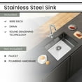 thumbnail image 3 of Hanover 20" Stainless Steel Undermount Single Bowl Sink | Handmade Pure Nano Brushed Surface | Rubber Pad and Wire Rack Included | 18 Gauge Steel, 3 of 9