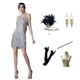 thumbnail image 4 of Conjunto vintage sexy con borlas y tirantes para mujer, tallas grandes S-3XL, vestido de noche con lentejuelas, 4 of 5