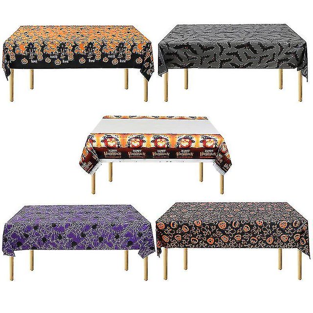 Mantel de decoración de Halloween, telaraña de calabaza, murciélago, cubierta de mesa de plástico, suministros de decoración para mesa de fiesta y hogar
