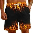 thumbnail image 4 of TIMIFIS Mens Swimming Trunks Shorts Elastic Waist Drawstring Shorts Flame Print Straight Beach Shorts Fashion Casual Comfort Shorts with Pockets - Spring/Summer, 4 of 8