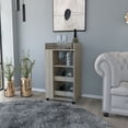 thumbnail image 4 of Royard Oaktree Wine Bar Cabinet with Glass-Door Cabinet and bottle Holder Modern Bar Cart on Wheels with Side Shelves and Top Tray, Wood Kitchen Storage Cart for Home Kitchen Dining, Light Gray, 4 of 4