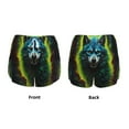 thumbnail image 3 of Gaeub Fluorescent Wolf Print Women's Athletic Shorts,High Waisted Running Shorts,Pocket Sporty Short,Gym Elastic Workout Shorts-X-Large, 3 of 7