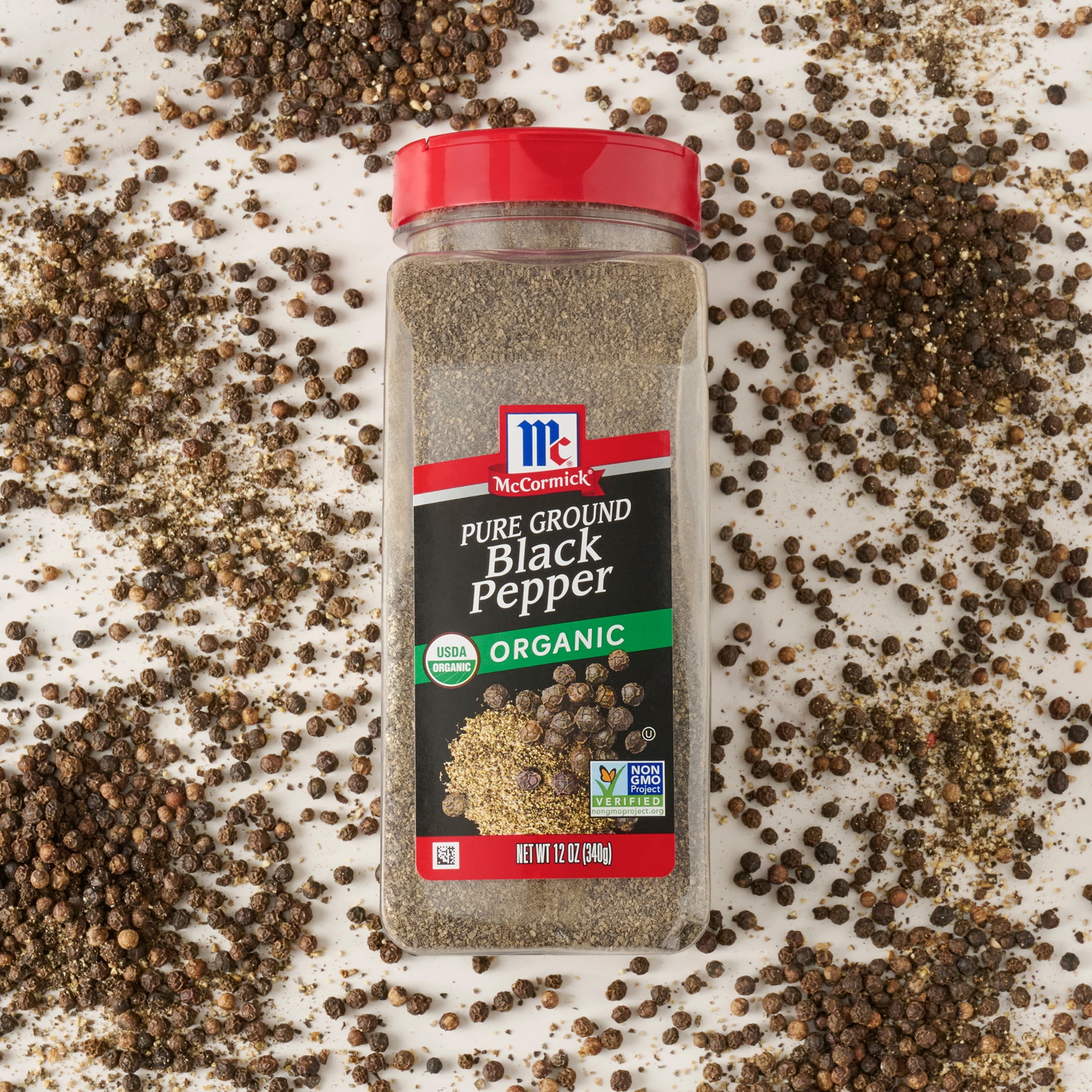 McCormick Ground Organic Pepper Black, 12.0 oz Bottle