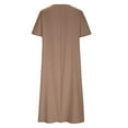 thumbnail image 4 of USSUMA Summer Dresses for Women 2025 Women'S Casual Dresses Short Sleeve Crew Neck Casual Dress with Pocket Maxi Dress Vintage Skirt Fashion Dresses Date Reduced Price Coffee Dress Size-XL, 4 of 4