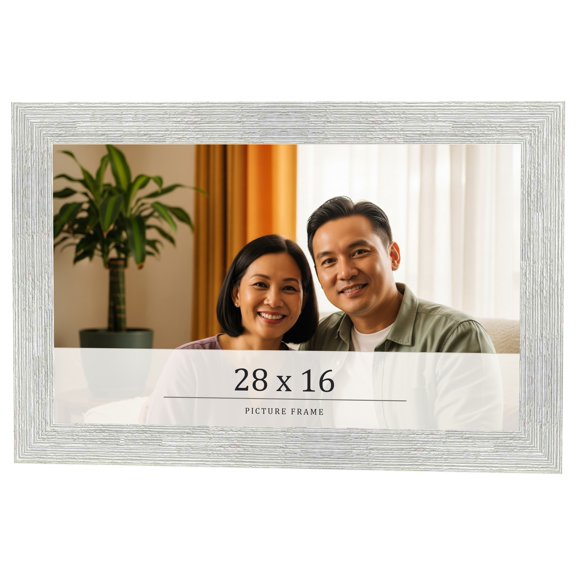 28x16 Frame White Real Wood Picture Frame Width 1.5 inches | Interior Frame Depth 0.5 inches | Barn