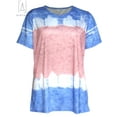 thumbnail image 4 of Gustave Women's Short Sleeve Tie Dye T-Shirts Summer Loose Casual Crew Neck Tops Ladies Printed Plus Size Tee Shirts Blouse "Blue, 3XL", 4 of 9