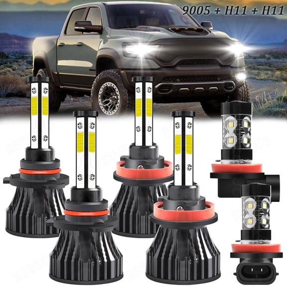 For 2020 2021 2022 Dodge Ram 1500 2500 3500 White LED Headlight Fog Light Bulbs