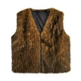 thumbnail image 4 of Sexlip Women Faux Fur Waistcoat Fashion Winter Fuzzy Sleeveless Open Front Outwear Gilet Casual Short Vest Jacket Coat Y2K Orange XXXL, 4 of 6