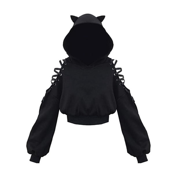 Guardurnaity Sudadera con capucha de manga larga con absorción de sudor para fanáticos de Harajuku, sudadera con capucha de gato Kawaii Prendas para la parte del cuerpo S