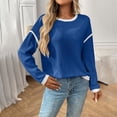 thumbnail image 2 of Bovemsi Womens Sweaters Cozy Women's Casual Patchwork Contrast Color Long Sleeve Sweatshirt Business Casual Sweaters, 2 of 9