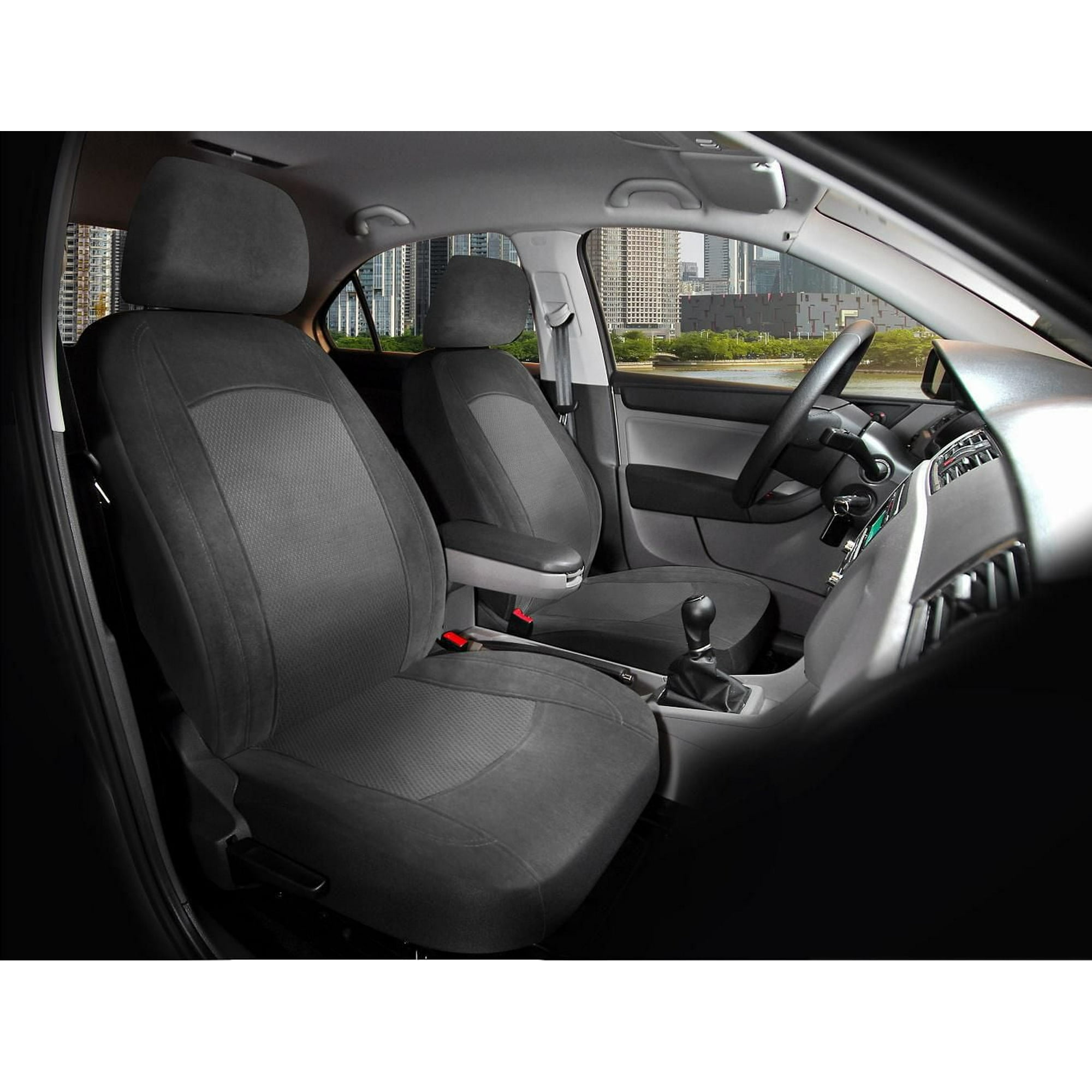 AUTO DRIVE Jacquard and Velour 2PC Front Seat Cover Low Back