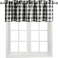thumbnail image 2 of dinii Buffalo Plaid Curtains Valances for Windows - Black and White Semi Sheer Checkered Rod Pocket Valance for Living Room, Farmhouse, Bedroom, 54 x 18 Inches Length, 1 Panel, 2 of 6