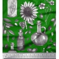 thumbnail image 1 of Soimoi Cotton Duck Fabric Sunflower & Jar Vintage Printed Fabric 1 Yard 42 Inch Wide, 1 of 1