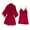 Red, variant on 2 Piece Pajamas Sets Women's Robe, Silky Short Bathrobe with Belt for Bridal, Bridesmaid, Honeymoon & Loungewear Black L
