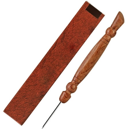 Quilting Stiletto and Pressing Tool, Precision Seam Placement Aid for Sewing and Tailoring, Flat Design with Non-Slip Notches, Stainless Steel Tip, Brown