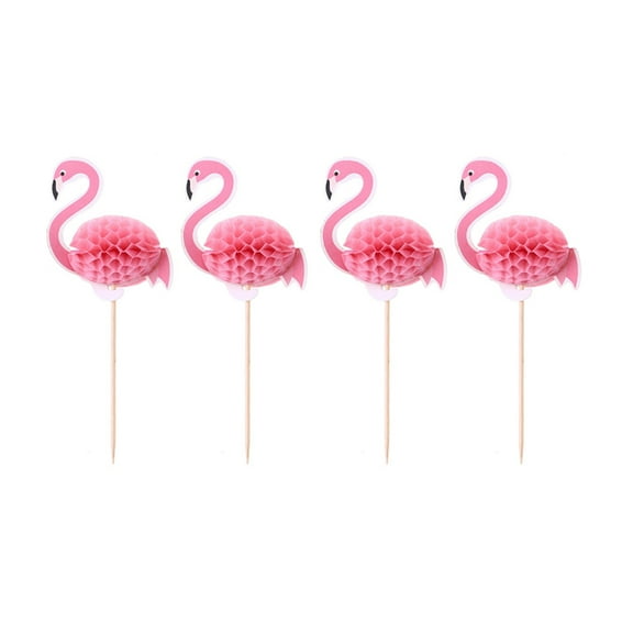 50 Pcs Flamingo Flag Cake Toppers Tropical Party Decorations Cakes Baby