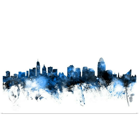 Great BIG Canvas | "Cincinnati Ohio Skyline" Art Print - 48x32