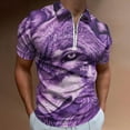thumbnail image 2 of Purple Wolf Men Zipper T-shirt Summer Casual Short Sleeve T-shirt Top, 2 of 7