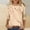 Beige, variant on Crew Neck Ladies Tops and Blouses Loose Fit Casual Glitter 3/4 Length Sleeve Cute Pleat Flowy Work Fall Womens Spring Tops S