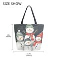 thumbnail image 5 of FORMRS Womens Canvas Tote Bag with Zipper Inner Pocket Shoulder Handbag, Snowman Family, 5 of 7