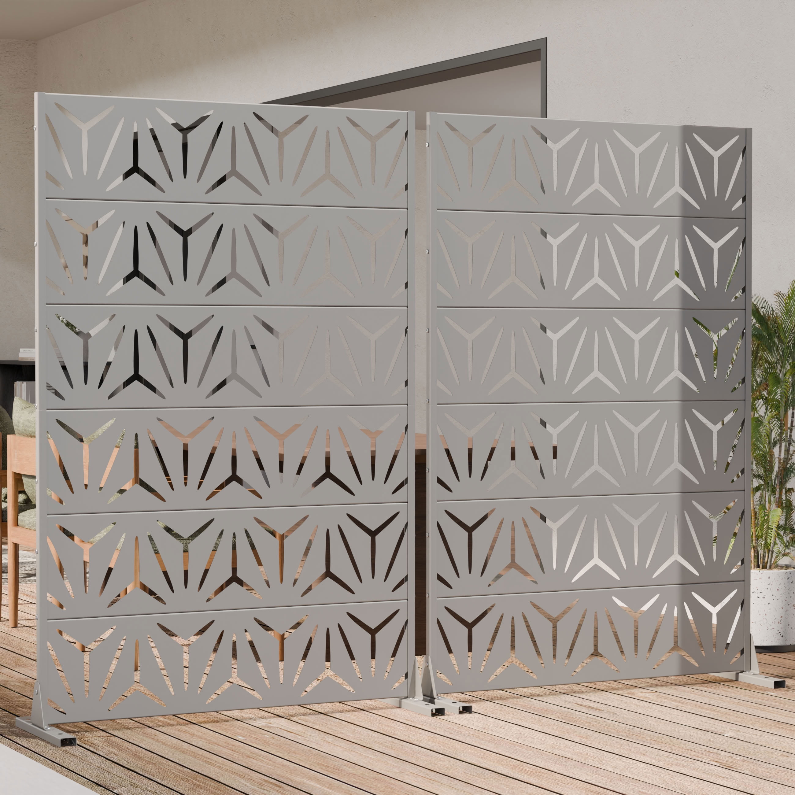MAYEERTY 6 Panels Metal Outdoor Privacy Screen Garden Divider Patio Backyard Decorative Privacy Fence 2Pcs, 72×47.2×15.7in